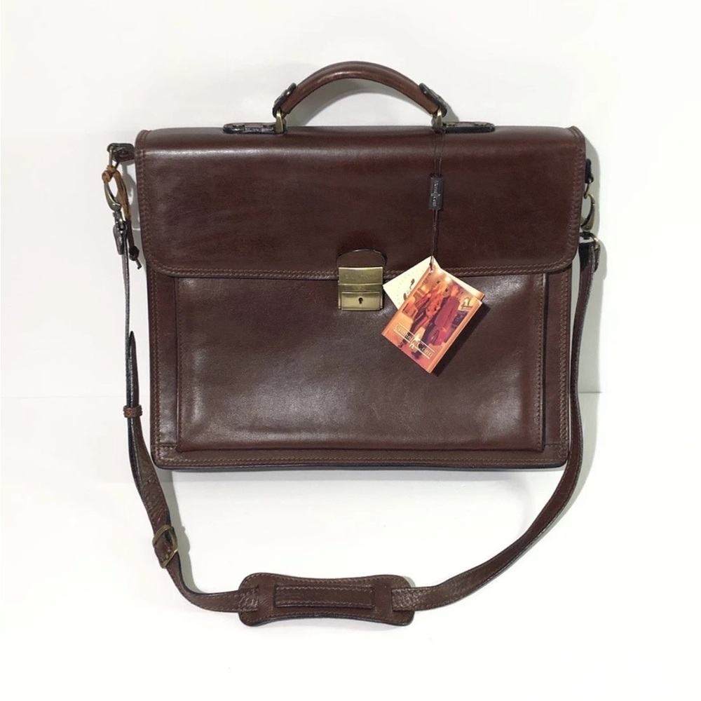 Gianni Conti Vera Pelle Genuine Leather Briefcase Messenger Bag With Key